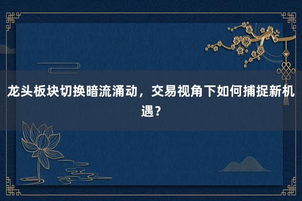 龙头板块切换暗流涌动，交易视角下如何捕捉新机遇？